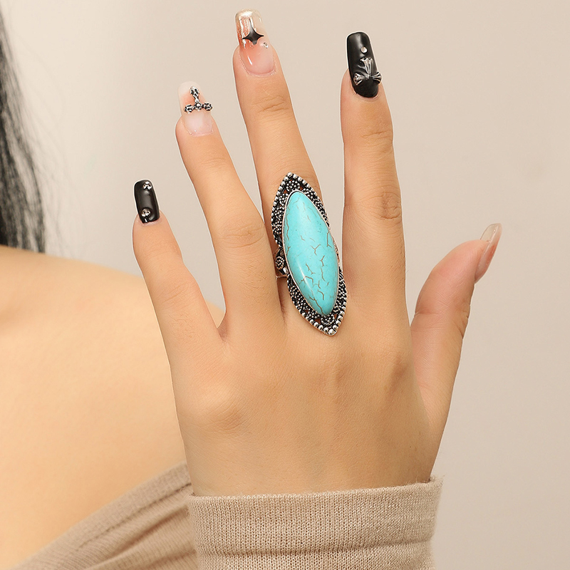 Ethnic Style Geometric Alloy Hollow Out Turquoise Womenu0027S Rings 1 Piece