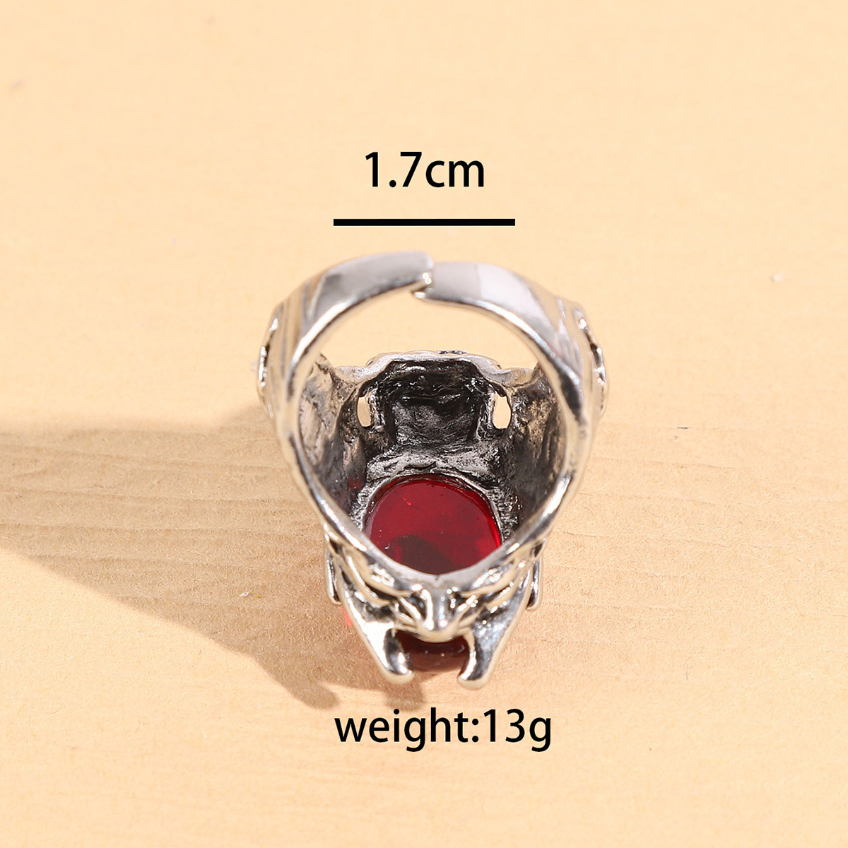 Chinoiserie Dragon Alloy Inlay Artificial Gemstones Unisex Open Ring 1 Piece