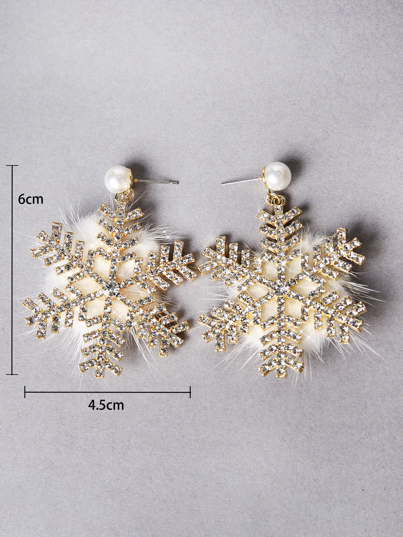 1 Pair Fashion Snowflake Alloy Plush Inlay Artificial Pearls Zircon Christmas Womenu0027S Drop Earri