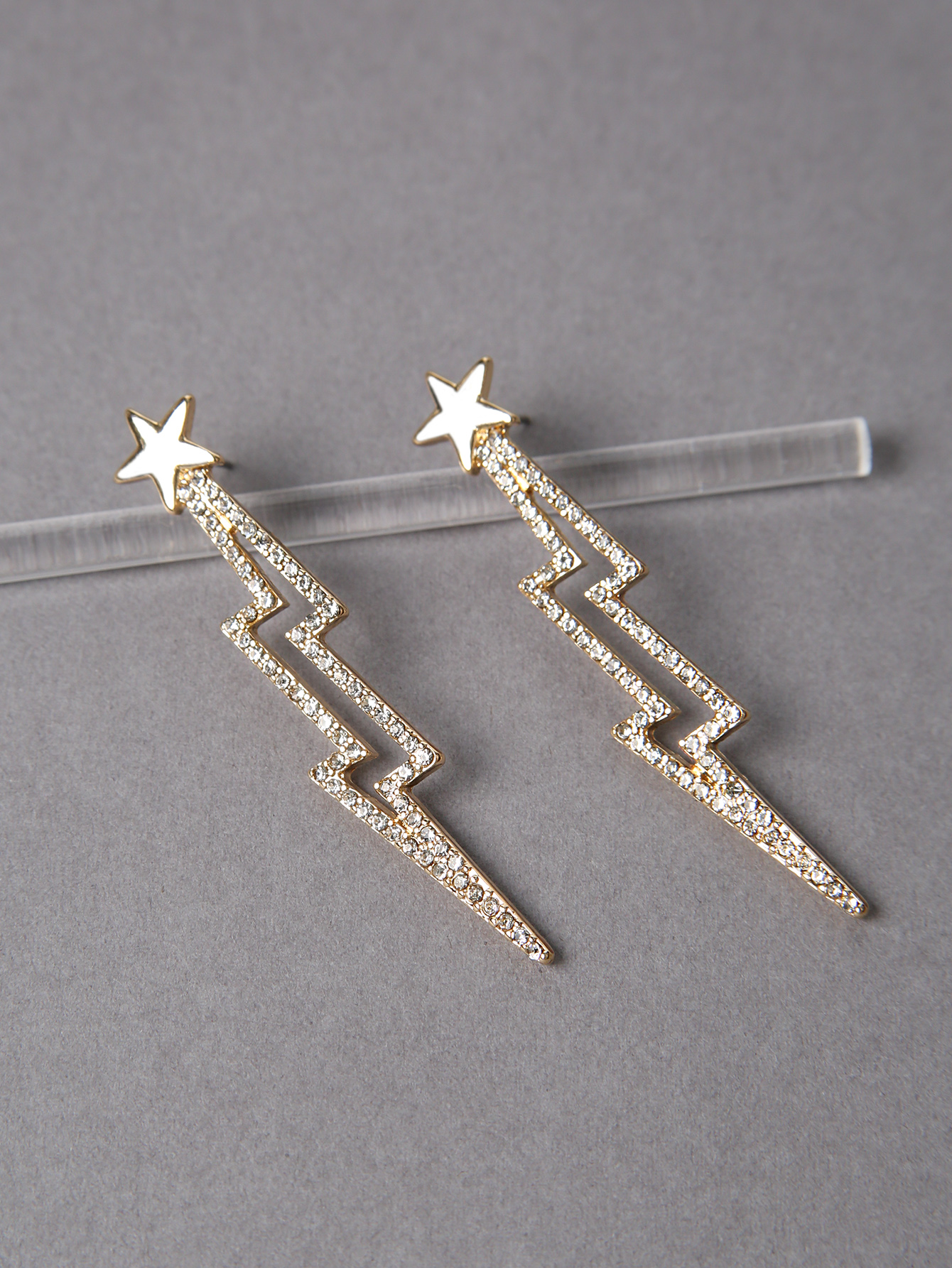 Fashion Lightning Alloy Inlay Zircon Womenu0027S Drop Earrings 1 Pair