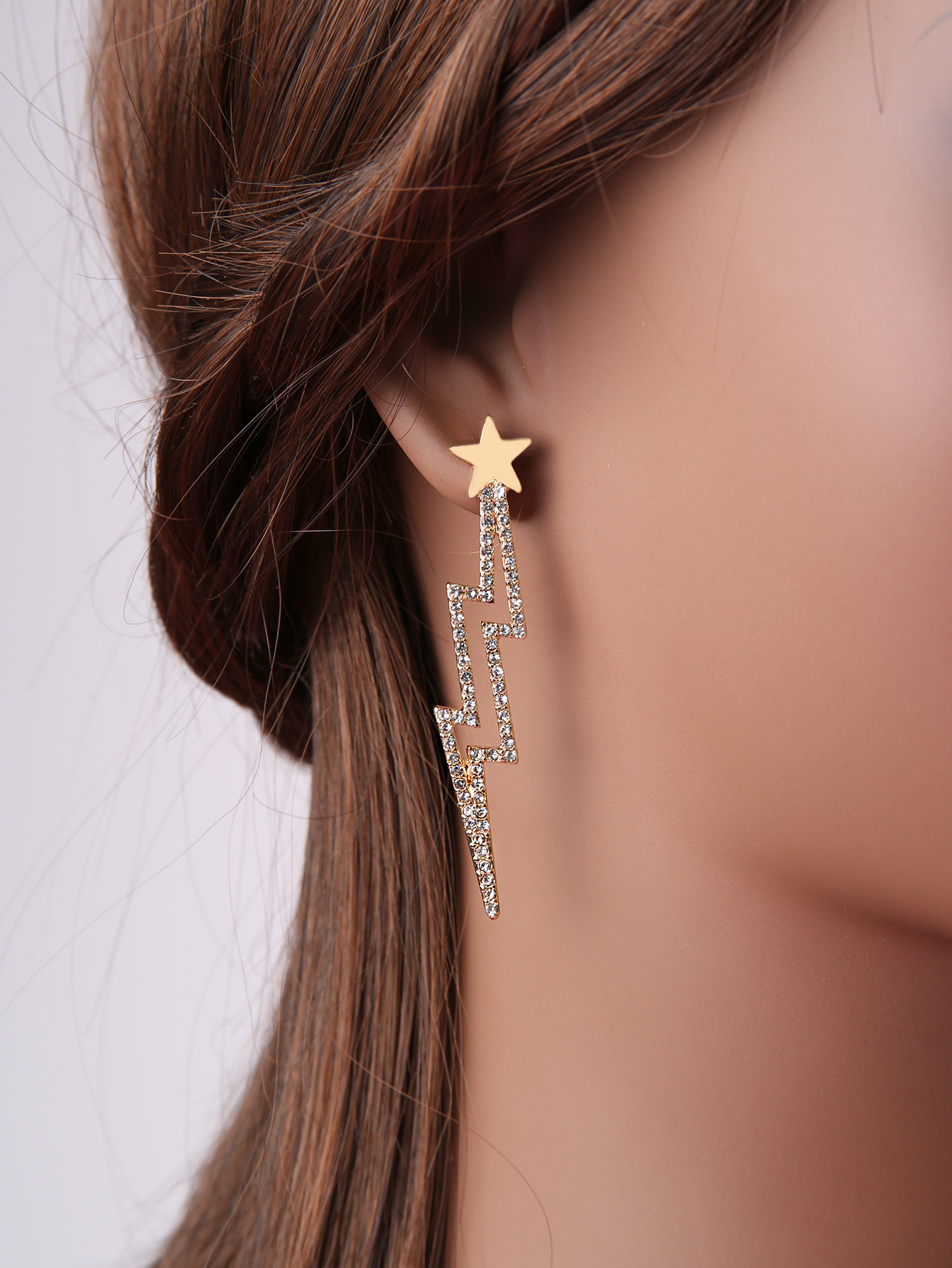 Fashion Lightning Alloy Inlay Zircon Womenu0027S Drop Earrings 1 Pair