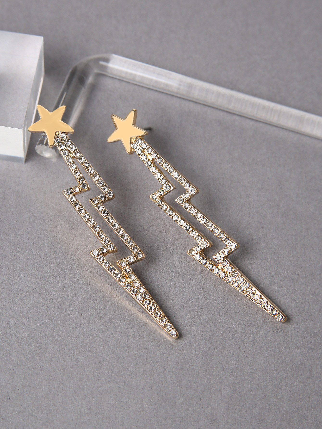 Fashion Lightning Alloy Inlay Zircon Womenu0027S Drop Earrings 1 Pair