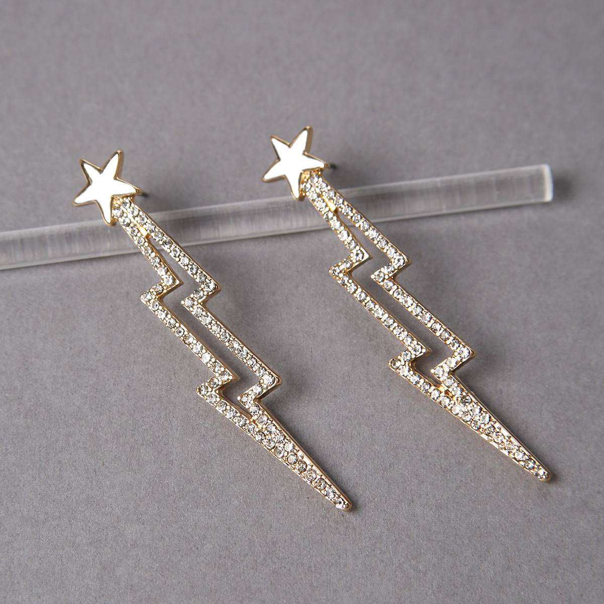 Fashion Lightning Alloy Inlay Zircon Womenu0027S Drop Earrings 1 Pair