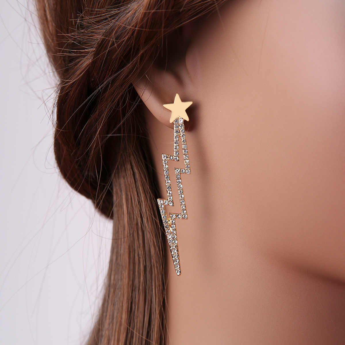 Fashion Lightning Alloy Inlay Zircon Womenu0027S Drop Earrings 1 Pair