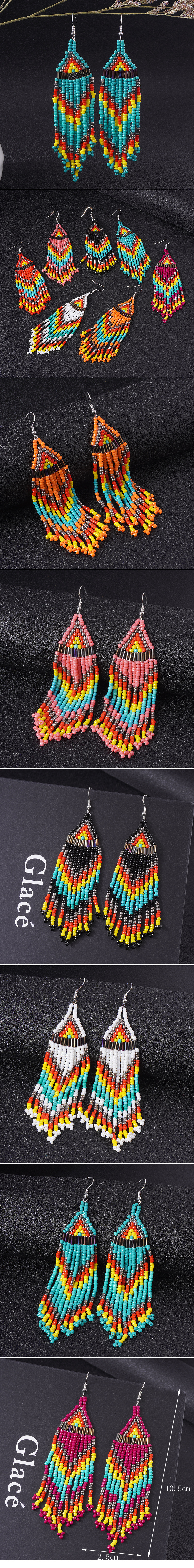 Ethnic Style Tassel Beaded Alloy Womenu0027S Drop Earrings 1 Pair