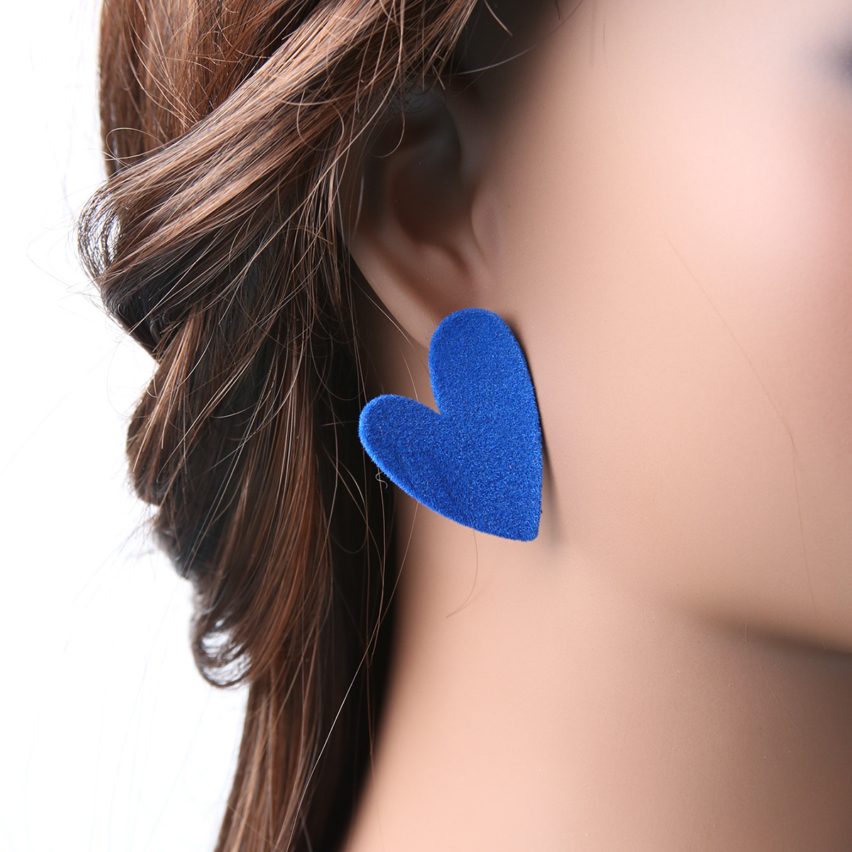 1 Pair Sweet Heart Shape Flocking Womenu0027S Ear Studs