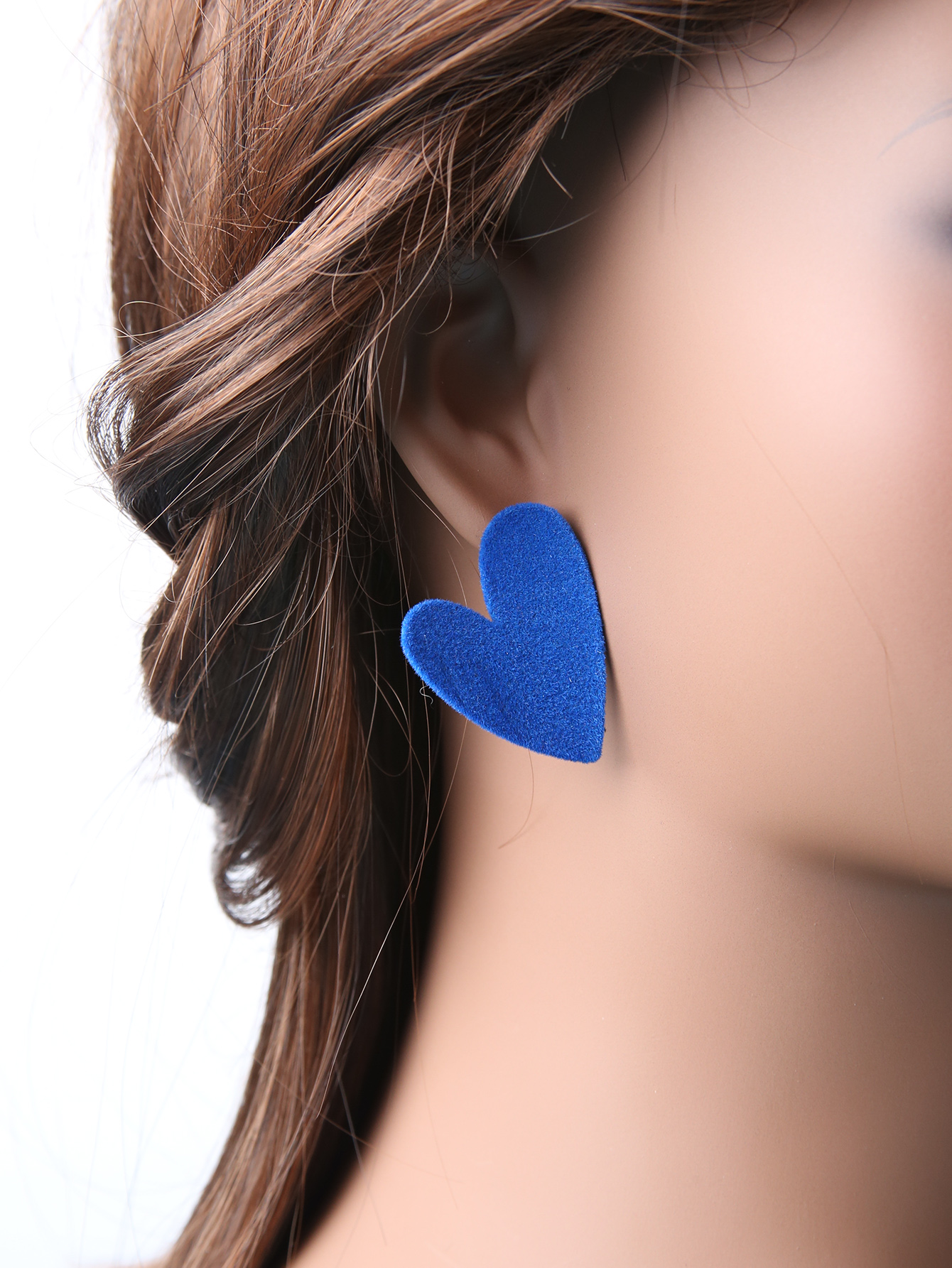 1 Pair Sweet Heart Shape Flocking Womenu0027S Ear Studs