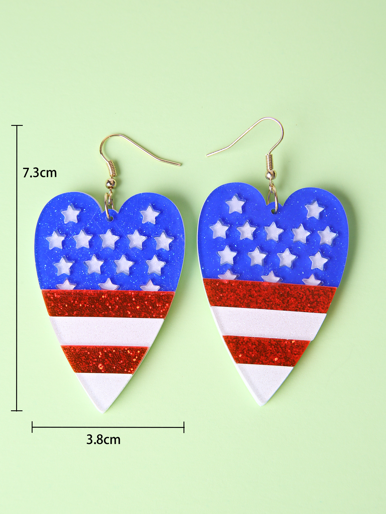 Fashion Heart Shape American Flag Arylic Womenu0027S Drop Earrings 1 Pair