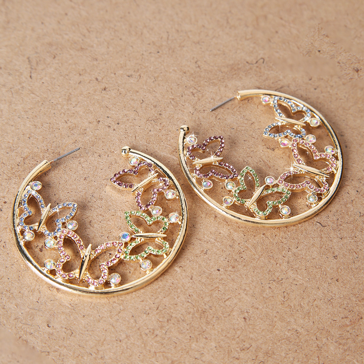 1 Pair Sweet Butterfly Alloy Rhinestone Womenu0027S Ear Studs