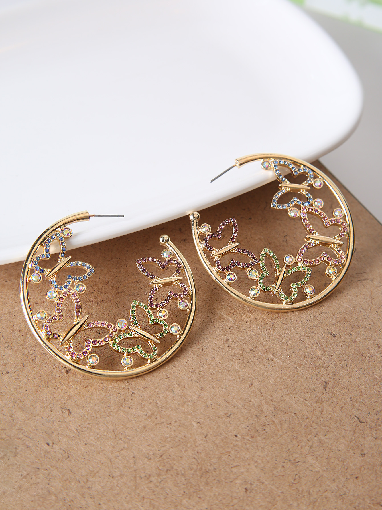 1 Pair Sweet Butterfly Alloy Rhinestone Womenu0027S Ear Studs