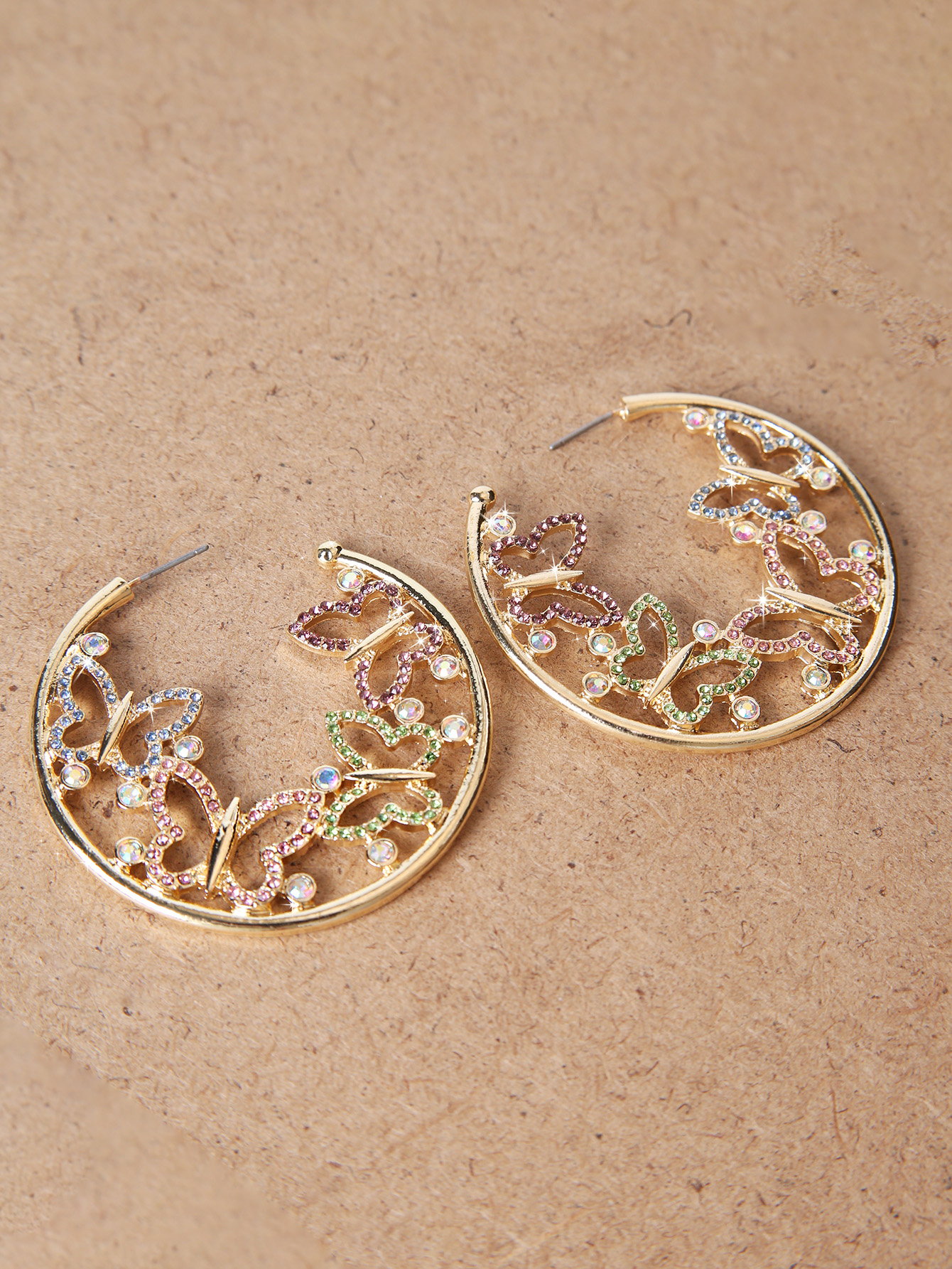 1 Pair Sweet Butterfly Alloy Rhinestone Womenu0027S Ear Studs