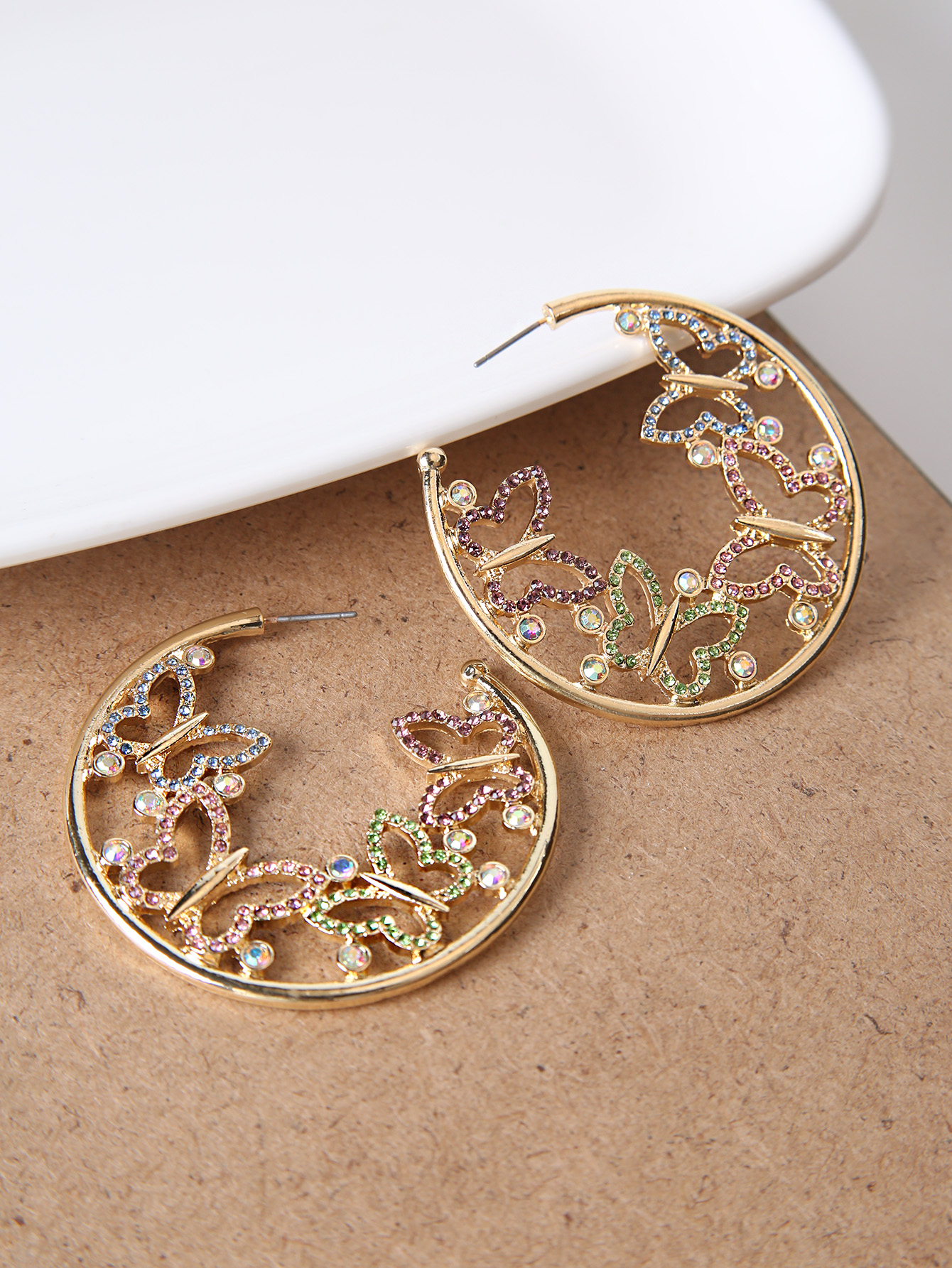 1 Pair Sweet Butterfly Alloy Rhinestone Womenu0027S Ear Studs