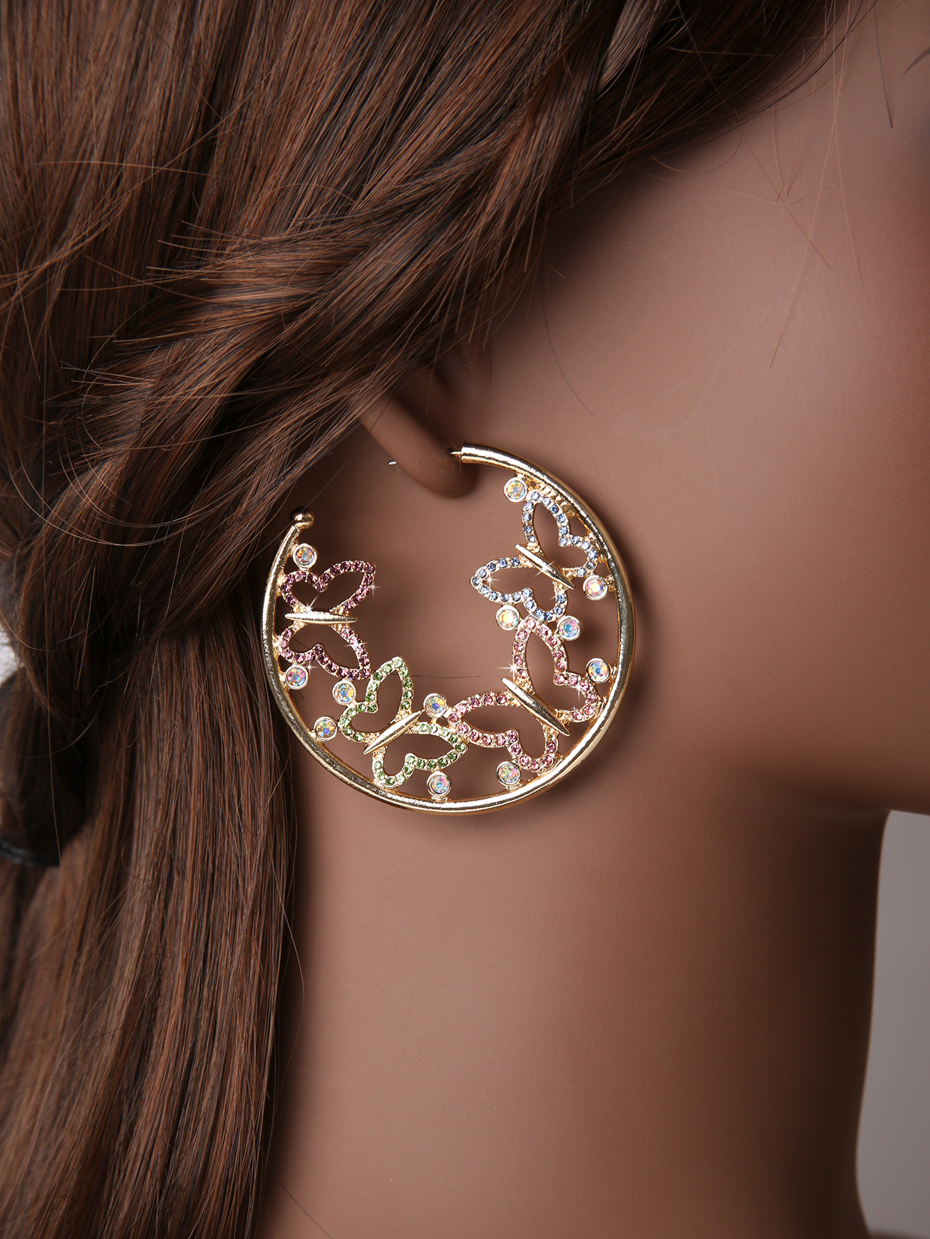 1 Pair Sweet Butterfly Alloy Rhinestone Womenu0027S Ear Studs