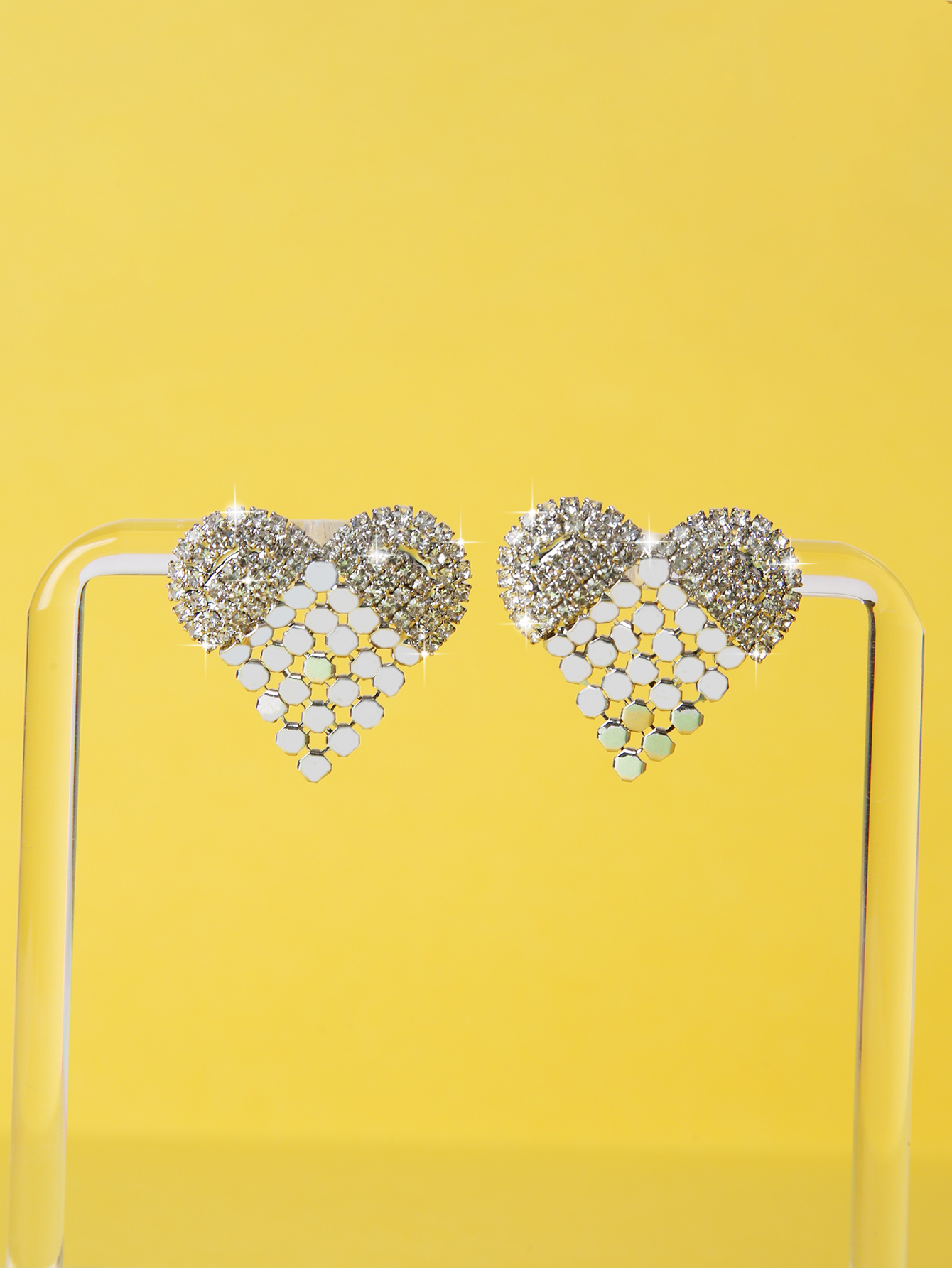 1 Pair Retro Heart Shape Alloy Rhinestone Womenu0027S Ear Studs