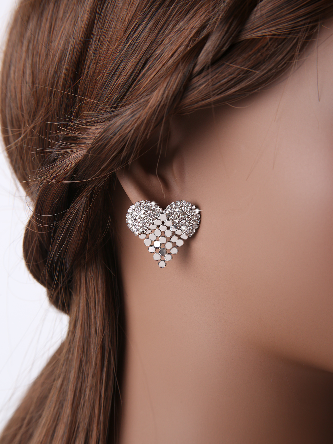 1 Pair Retro Heart Shape Alloy Rhinestone Womenu0027S Ear Studs