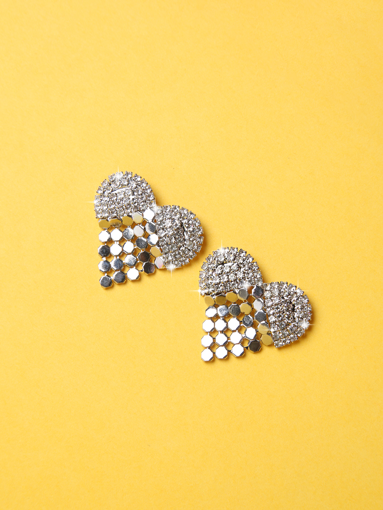 1 Pair Retro Heart Shape Alloy Rhinestone Womenu0027S Ear Studs