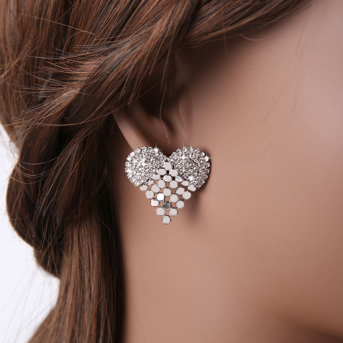 1 Pair Retro Heart Shape Alloy Rhinestone Womenu0027S Ear Studs