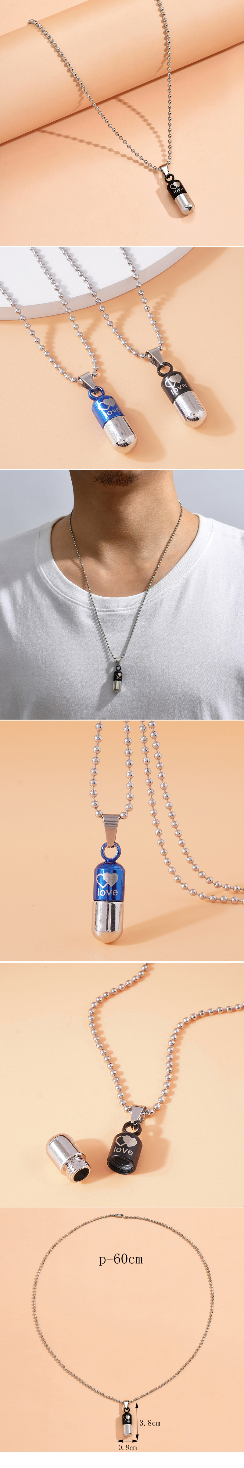 Fashion Pill Alloy Resin Unisex Pendant Necklace 1 Piece
