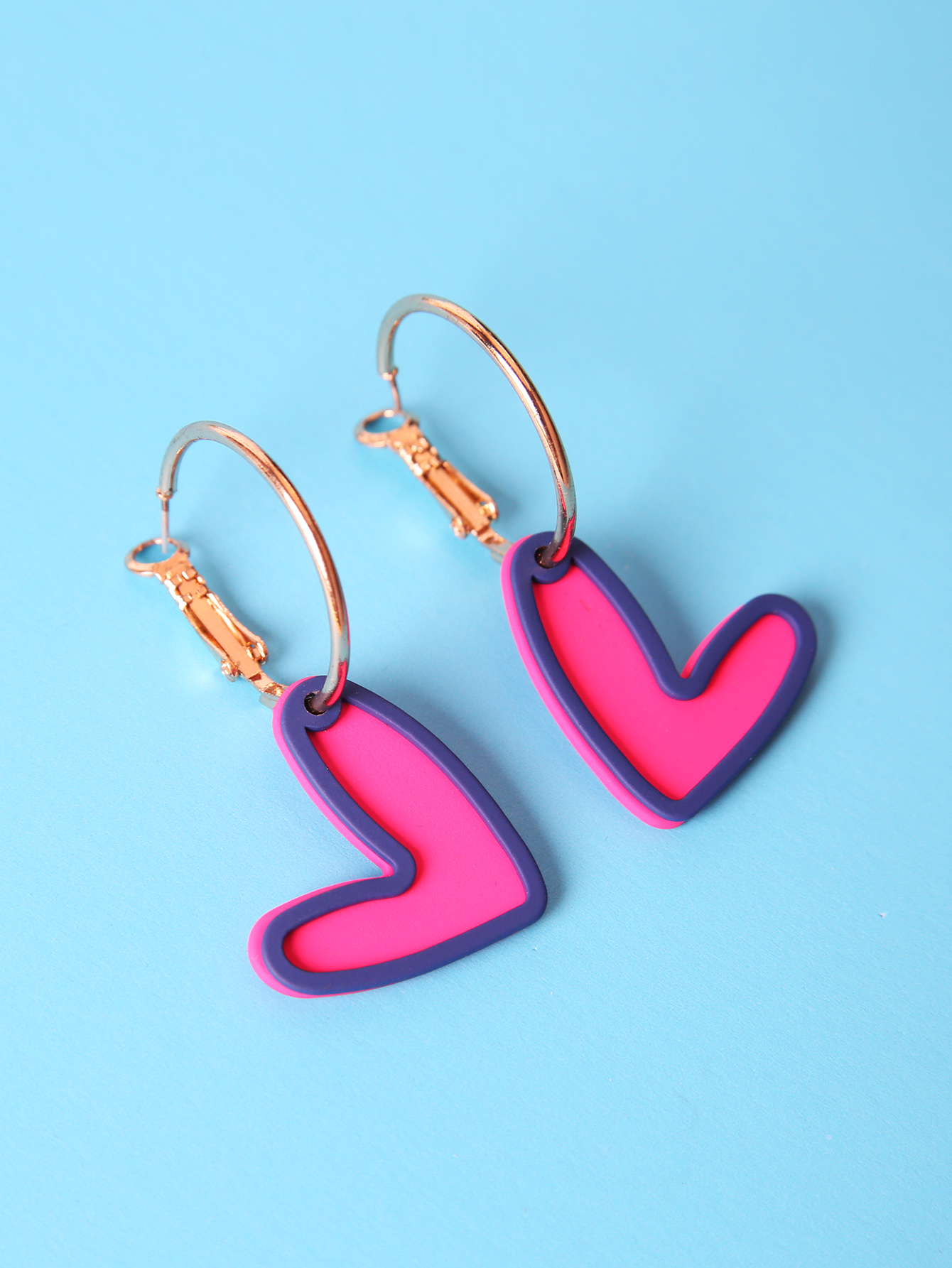 1 Pair Sweet Heart Shape Alloy Stoving Varnish Womenu0027S Drop Earrings