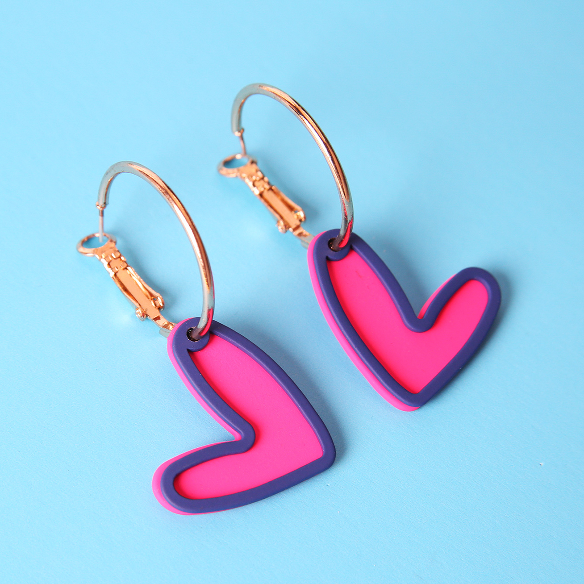 1 Pair Sweet Heart Shape Alloy Stoving Varnish Womenu0027S Drop Earrings