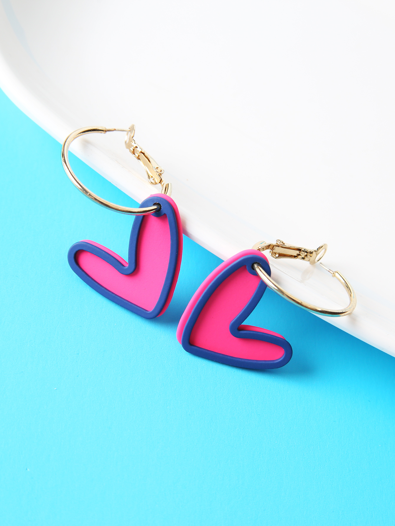 1 Pair Sweet Heart Shape Alloy Stoving Varnish Womenu0027S Drop Earrings