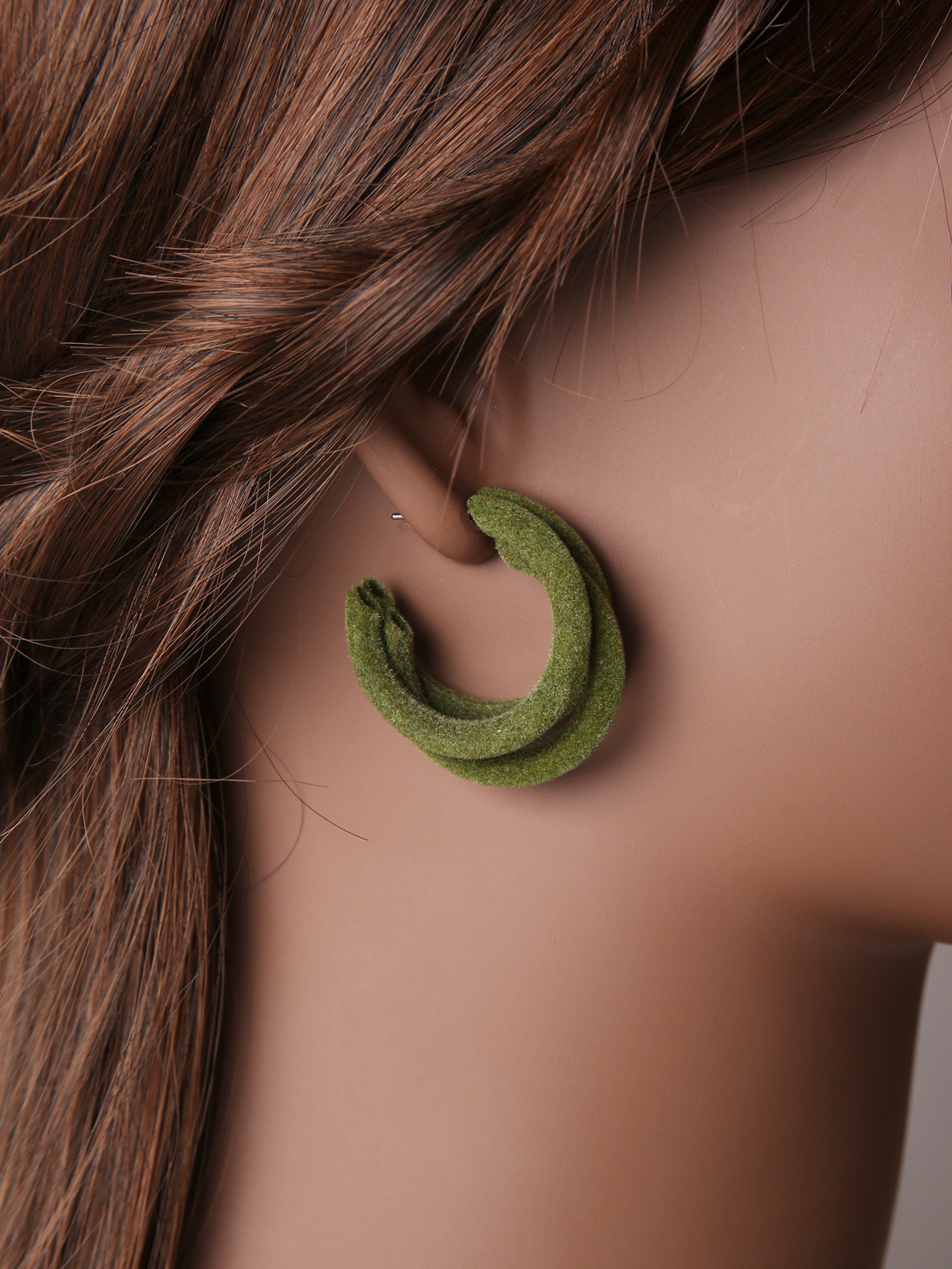 Fashion C Shape Flocking Womenu0027S Ear Studs 1 Pair