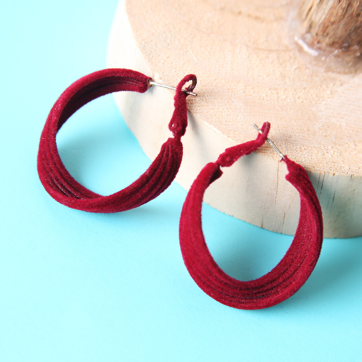 Fashion Round Flocking Womenu0027S Hoop Earrings 1 Pair