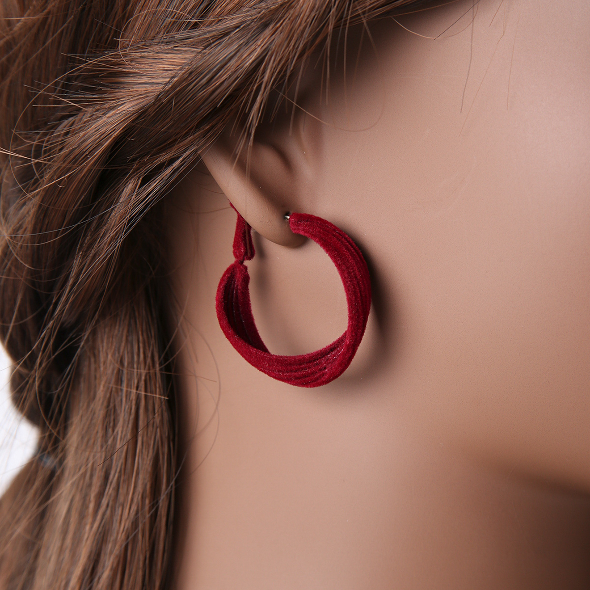 Fashion Round Flocking Womenu0027S Hoop Earrings 1 Pair