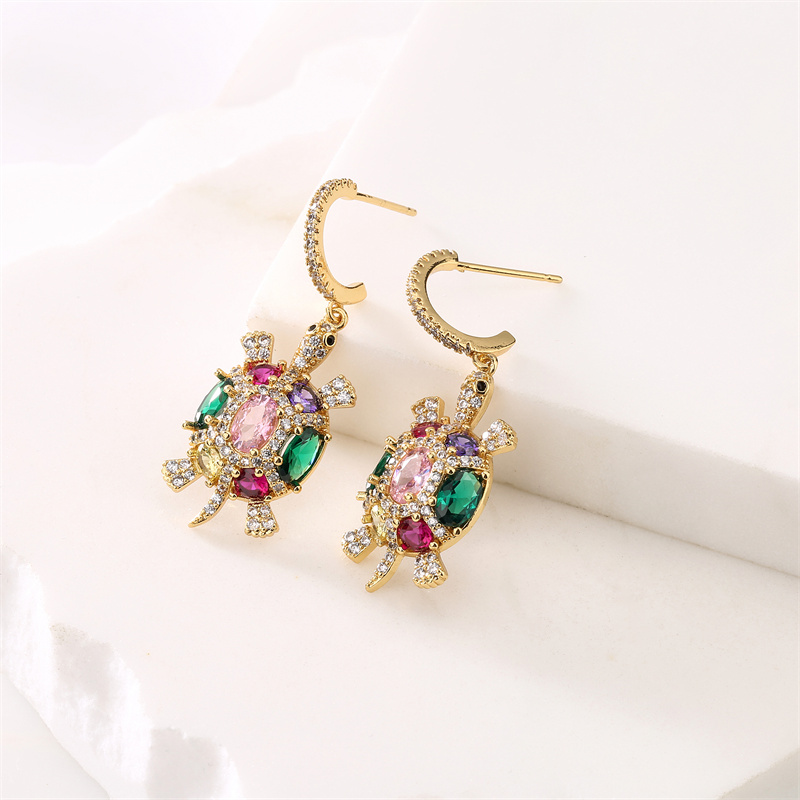 Glam Animal Copper Inlay Zircon Drop Earrings 1 Pair