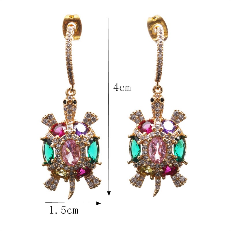 Glam Animal Copper Inlay Zircon Drop Earrings 1 Pair