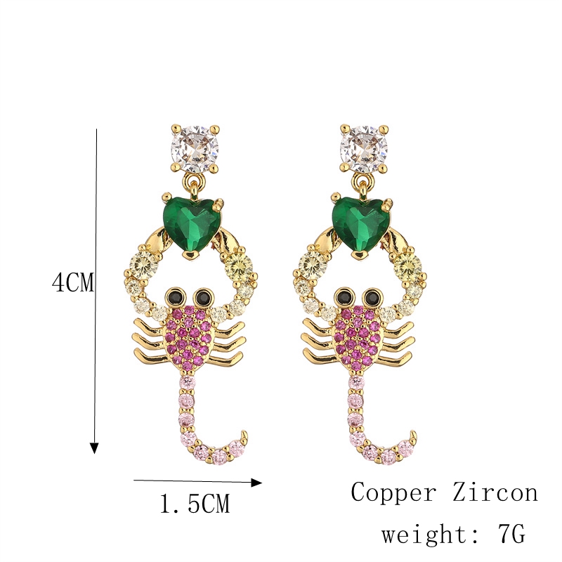 Glam Animal Copper Inlay Zircon Drop Earrings 1 Pair