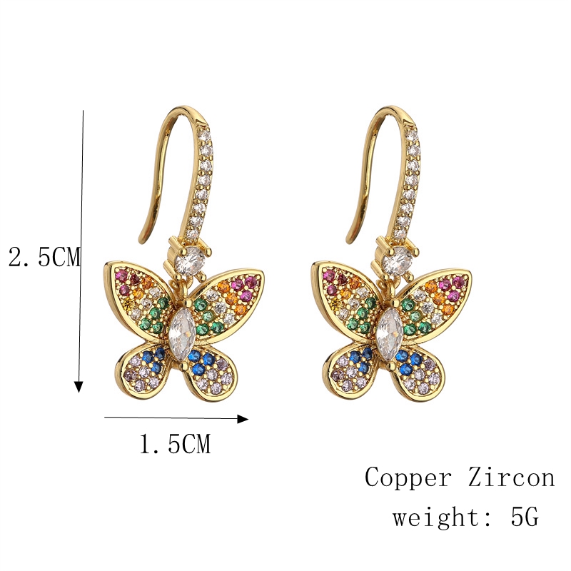 Glam Animal Copper Inlay Zircon Drop Earrings 1 Pair