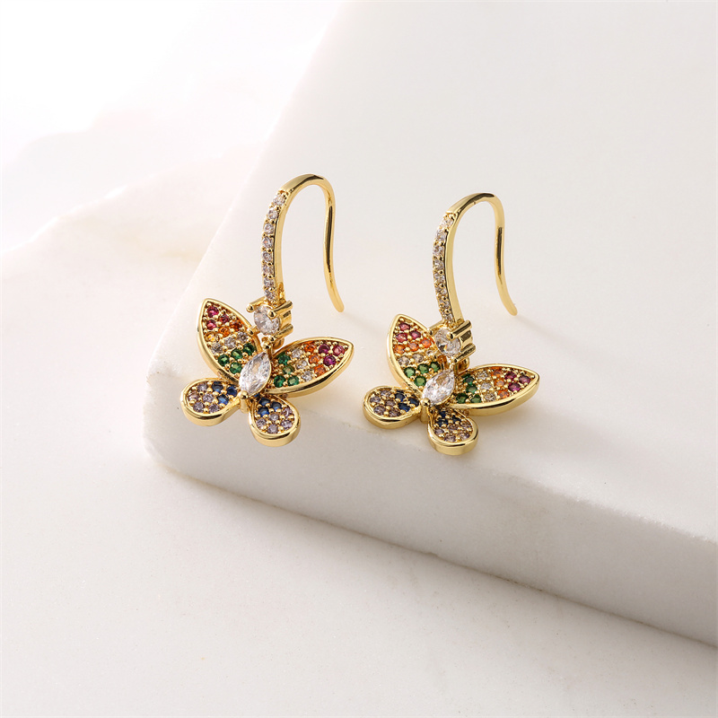 Glam Animal Copper Inlay Zircon Drop Earrings 1 Pair