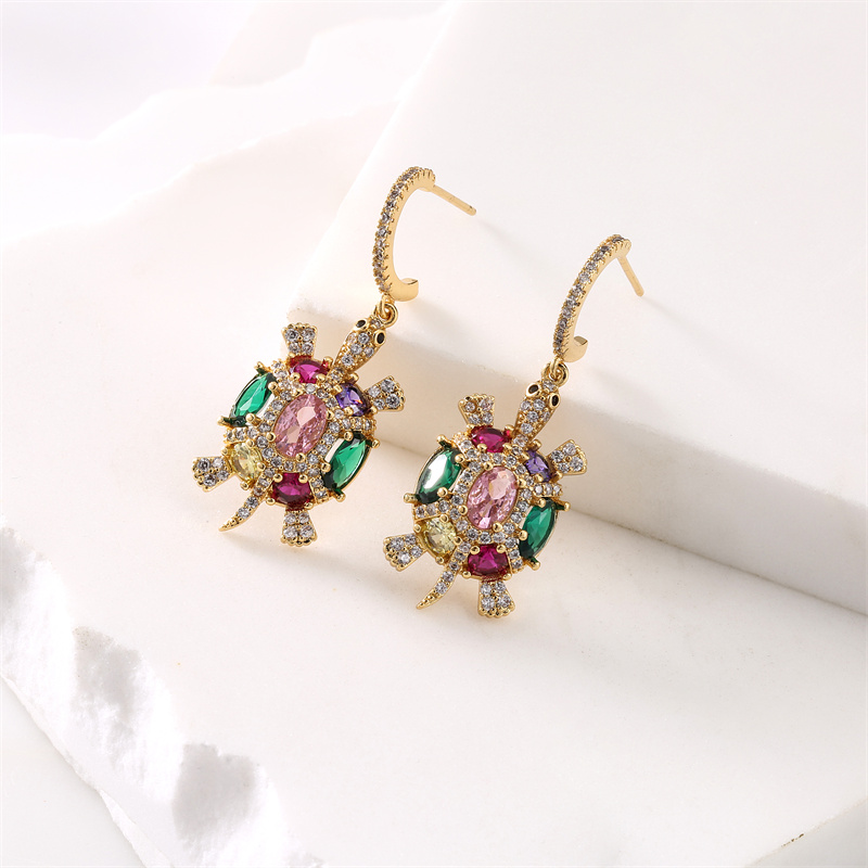 Glam Animal Copper Inlay Zircon Drop Earrings 1 Pair