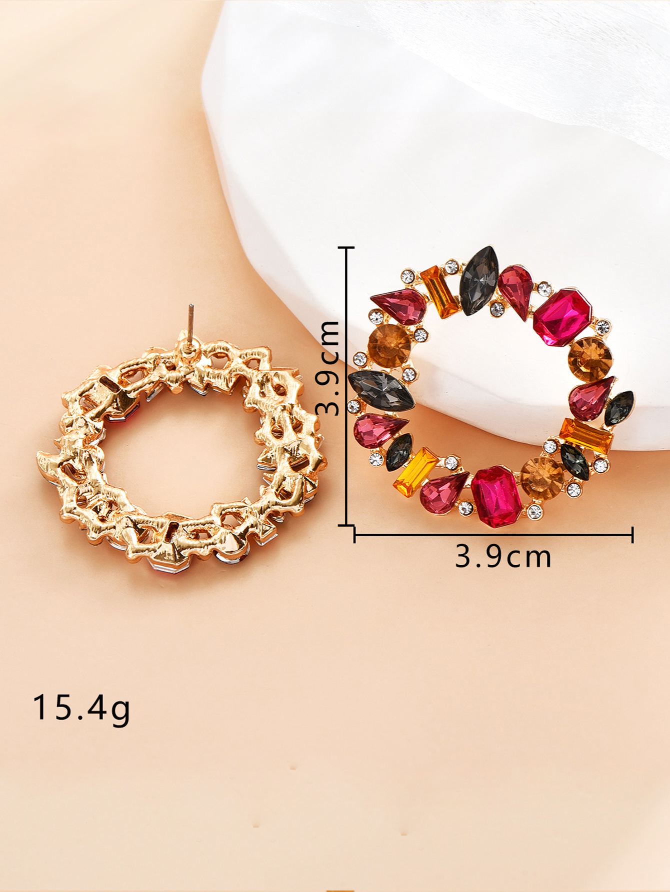 Fashion Round Water Droplets Alloy Inlay Rhinestones Ear Studs 1 Pair