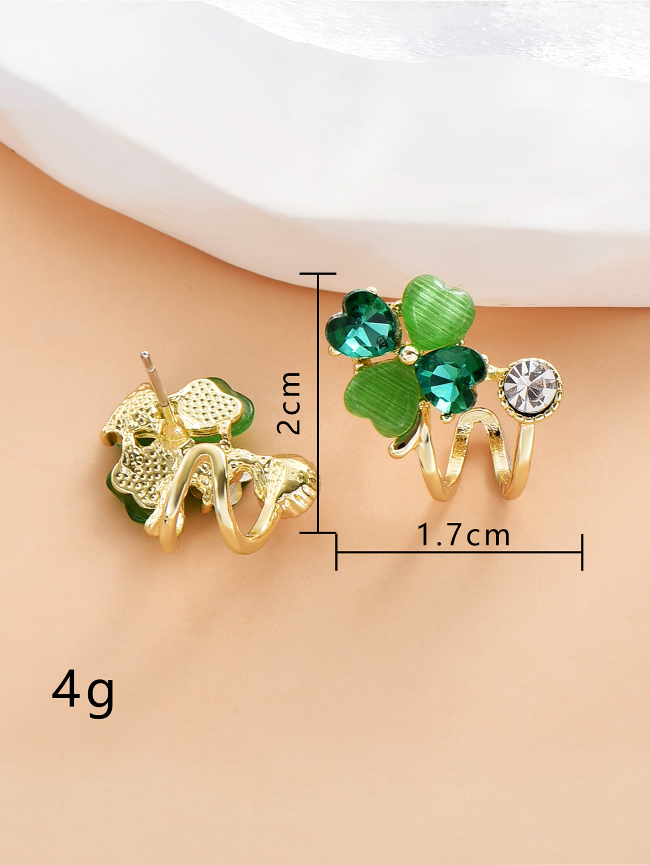 Fashion Four Leaf Clover Alloy Inlay Rhinestones Womenu0027S Ear Studs 1 Pair