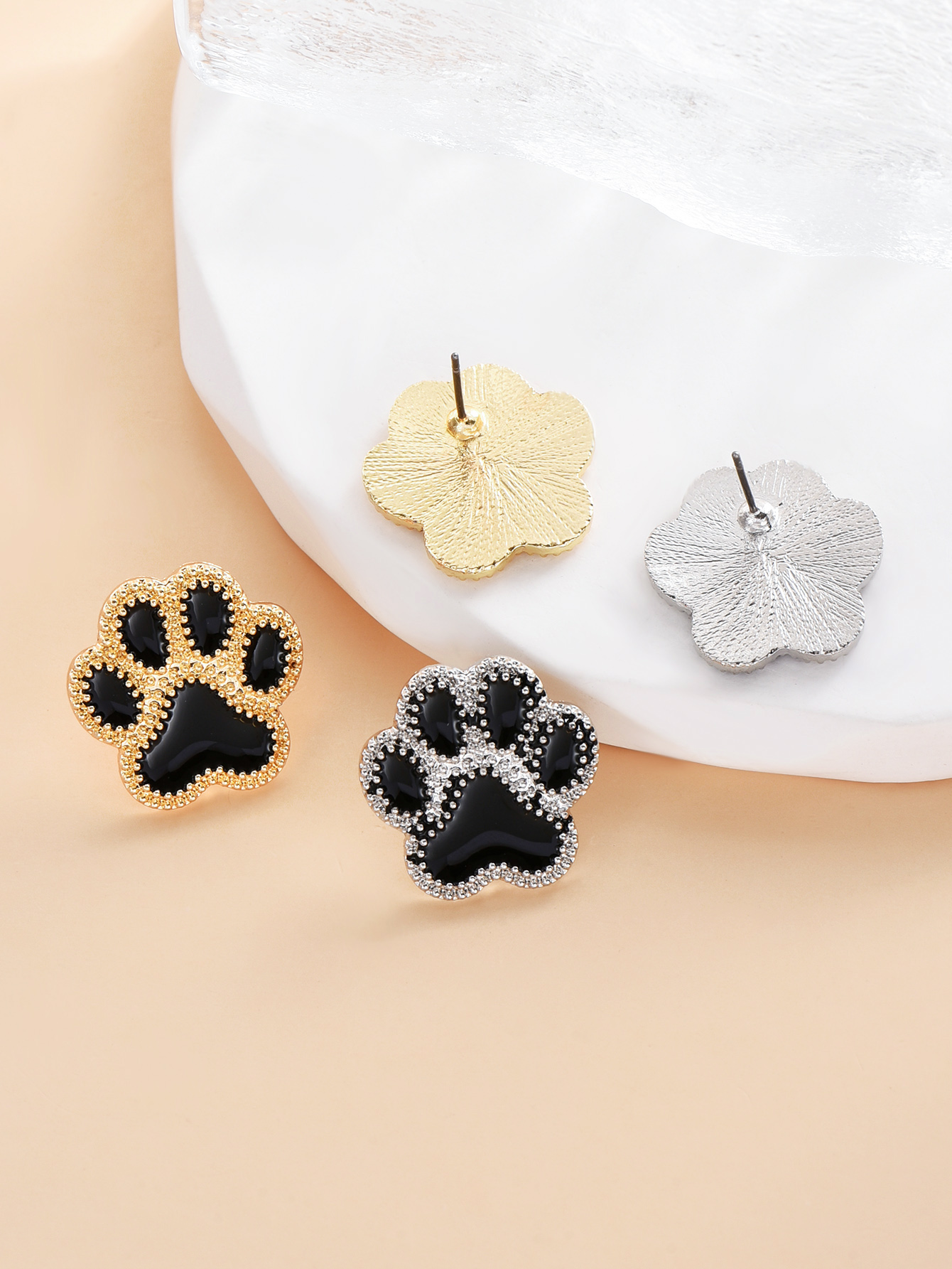 Cute Paw Print Alloy Womenu0027S Ear Studs 1 Pair