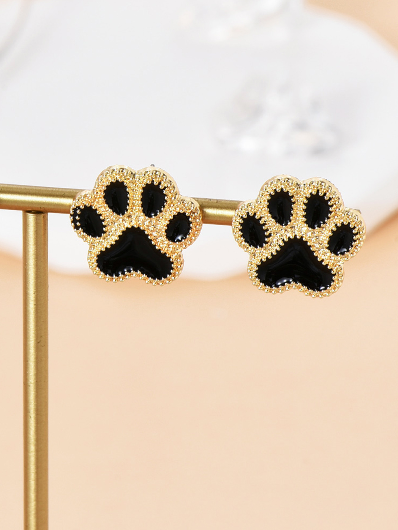 Cute Paw Print Alloy Womenu0027S Ear Studs 1 Pair