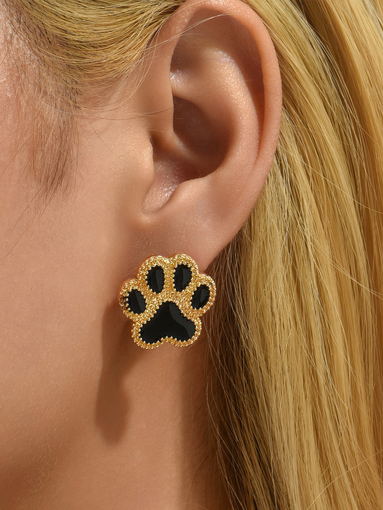 Cute Paw Print Alloy Womenu0027S Ear Studs 1 Pair