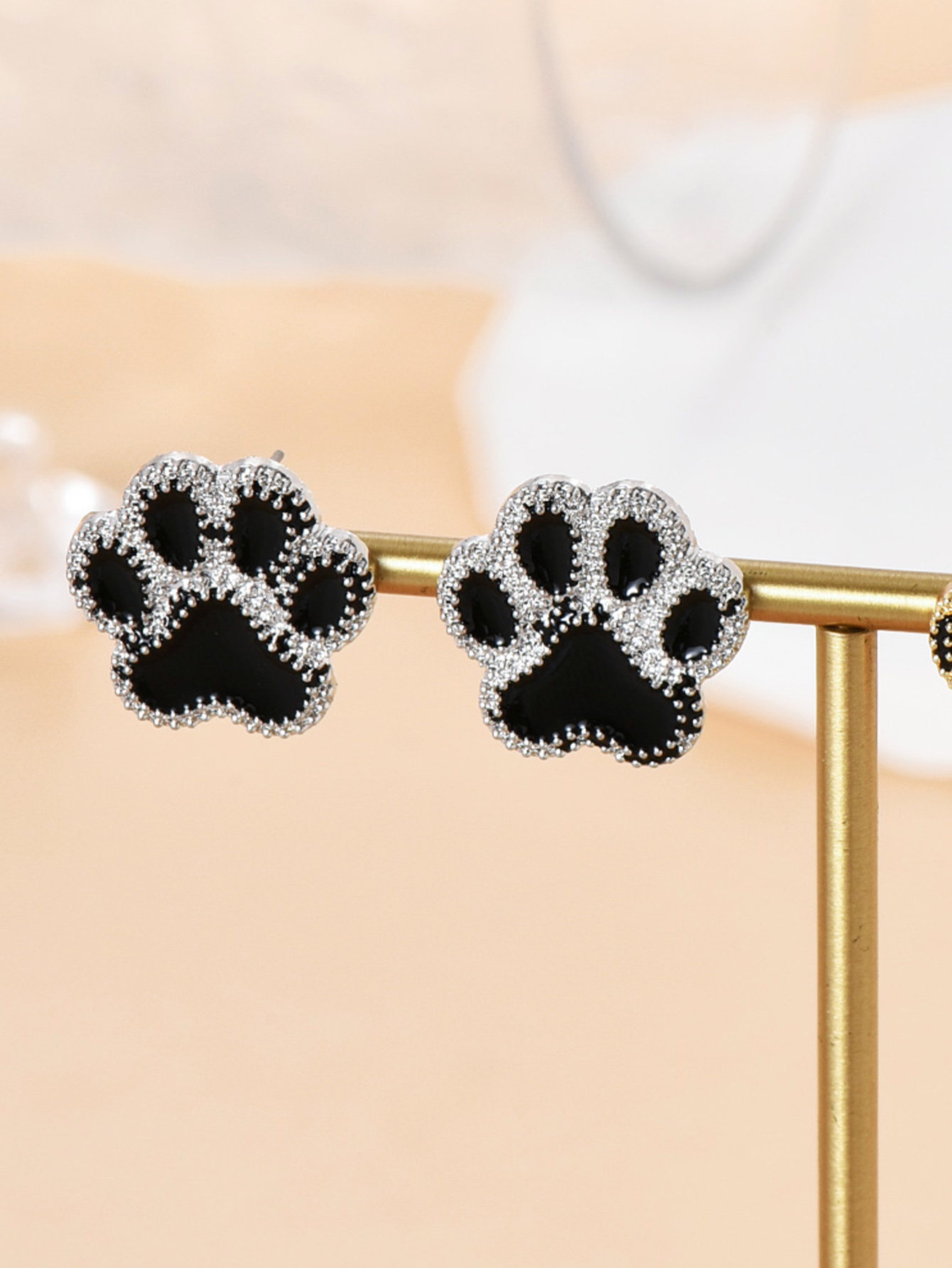 Cute Paw Print Alloy Womenu0027S Ear Studs 1 Pair