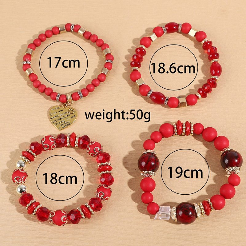 Bohemian Heart Shape Glass Beaded Unisex Bracelets 1 Set