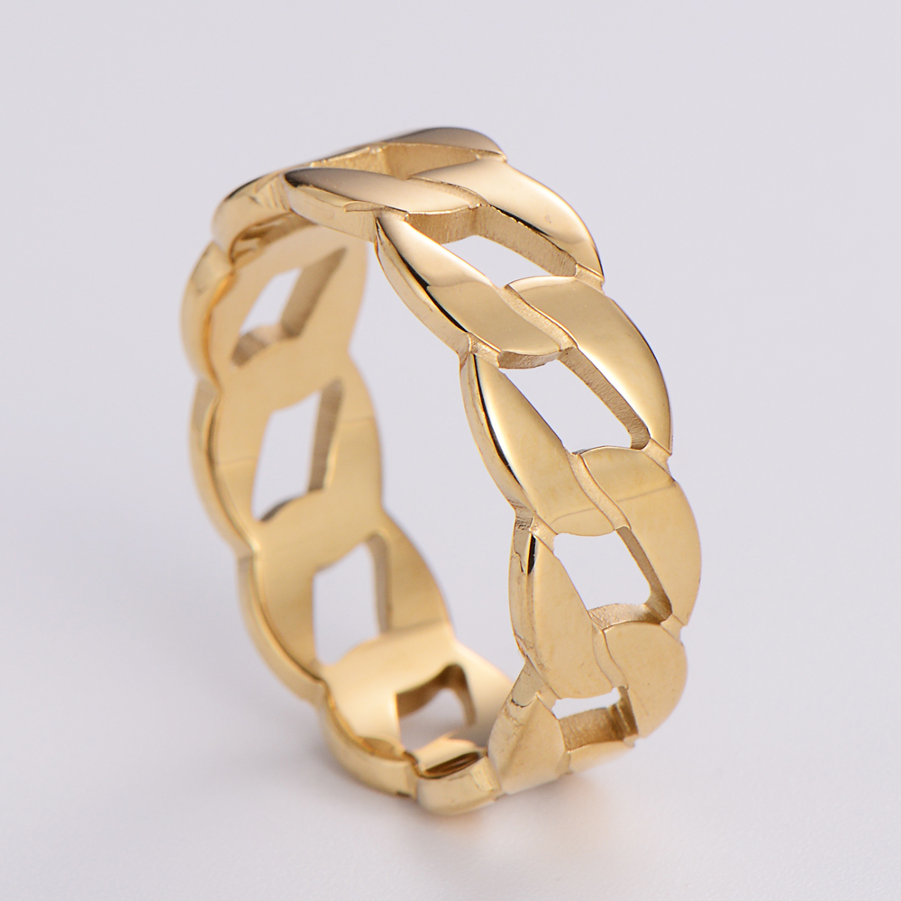 Fashion Geometric Stainless Steel Gold Plated Rings 1 Piece