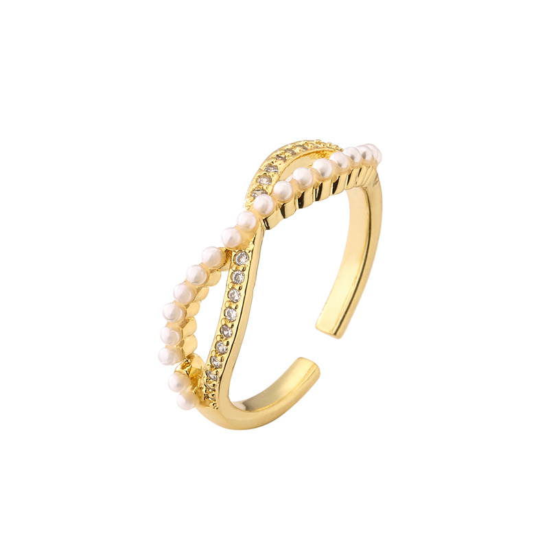 Glam Heart Shape Butterfly Copper Plating Inlay Artificial Pearls Zircon Open Ring 1 Piece