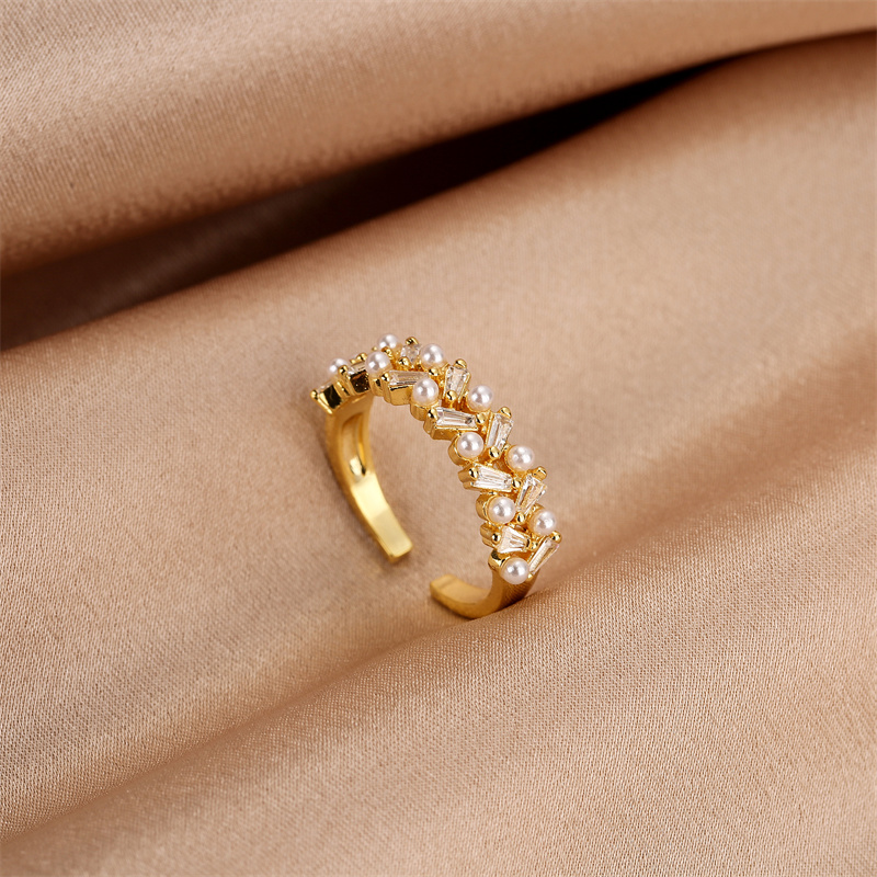 Glam Heart Shape Butterfly Copper Plating Inlay Artificial Pearls Zircon Open Ring 1 Piece
