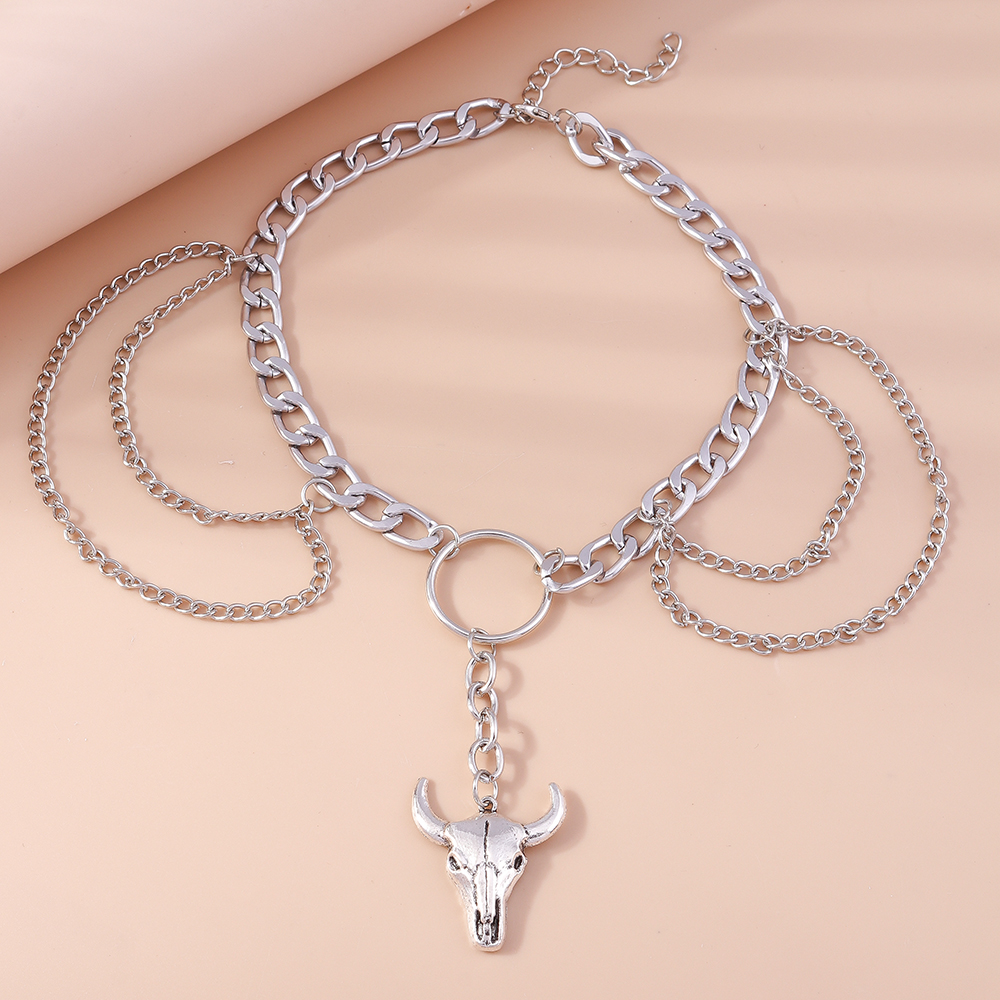 Hip-Hop Bull Head Alloy Plating Unisex Necklace