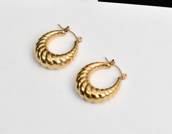 Vintage Style Spiral Stripe Titanium Steel Plating Earrings 1 Pair