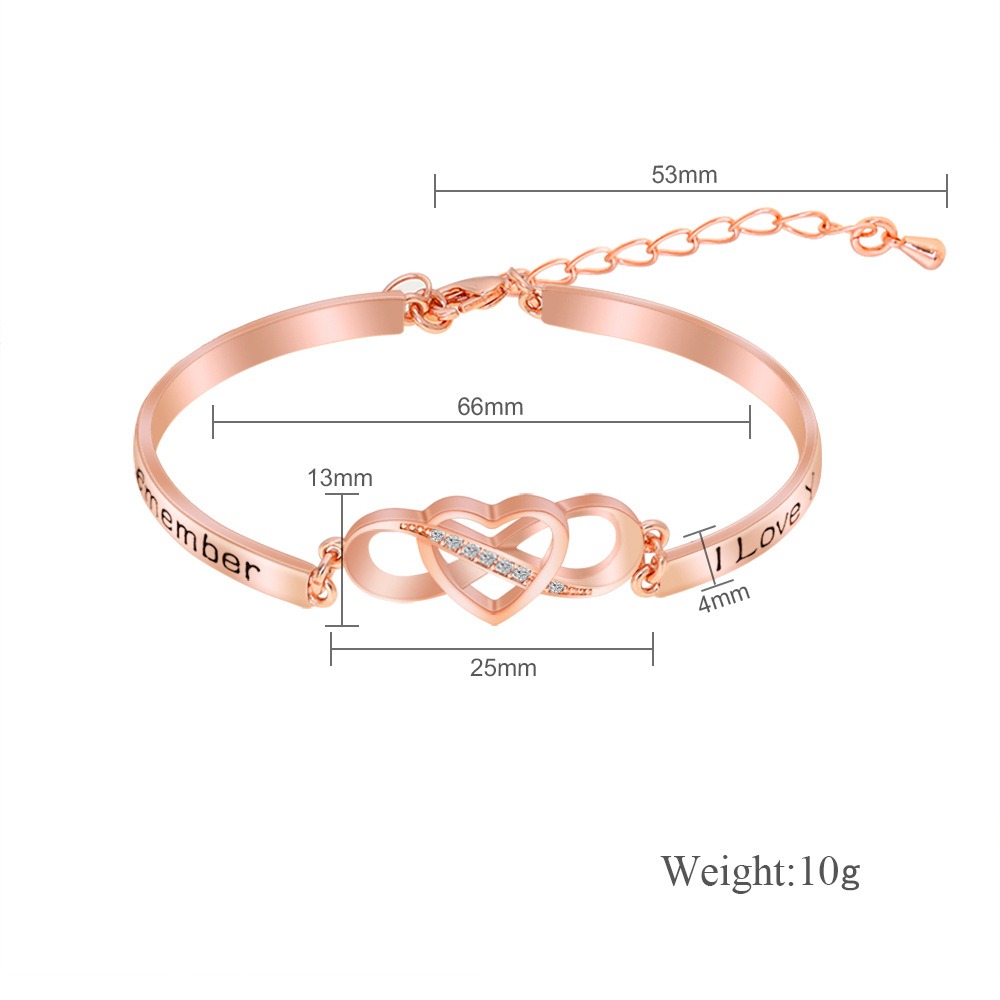 Fashion Circle Heart Shape Copper Plating Inlay Zircon Bangle 1 Piece