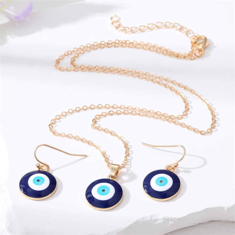 Fashion Devilu0027S Eye Alloy Womenu0027S Earrings Necklace