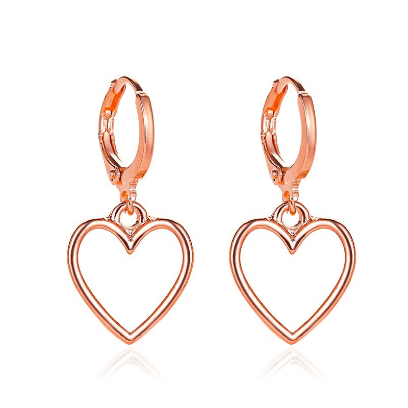 Fashion Heart Shape Copper Inlay Zircon Drop Earrings 1 Pair