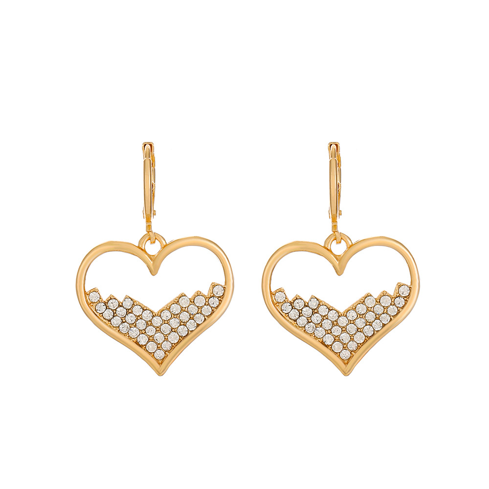 Fashion Heart Shape Copper Inlay Zircon Drop Earrings 1 Pair